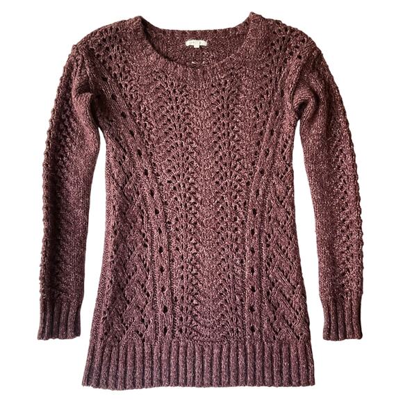 Maurices Women Long Sleeve Crewneck Knit Long Blouse size XS, Wine Purple - Picture 1 of 8